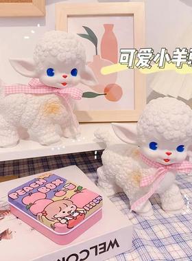ins风复古昭和小羊搪胶桌面摆件少女心可爱拍摄道具发声绵羊包邮