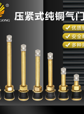 轮胎纯铜压紧式气门嘴卡