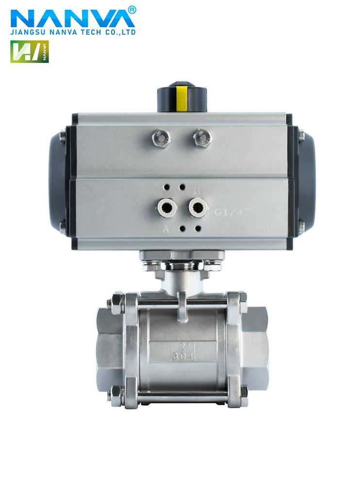 南阀气动不锈钢三片式丝