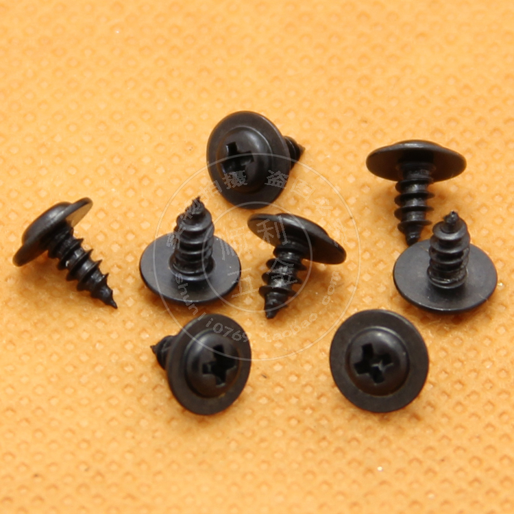 黑色十字圆头带垫自攻螺