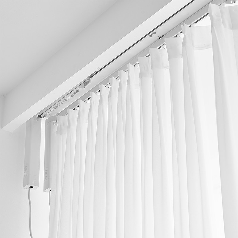 木白电动窗帘轨道青菱电机智能遥控定时语音控制全自动双轨道家用