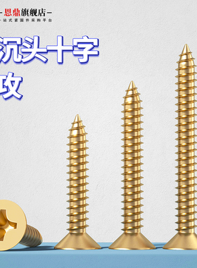 纯铜十字自攻螺丝沉头自攻螺丝黄铜金黄色螺丝钉M2M3M4M5M6M8