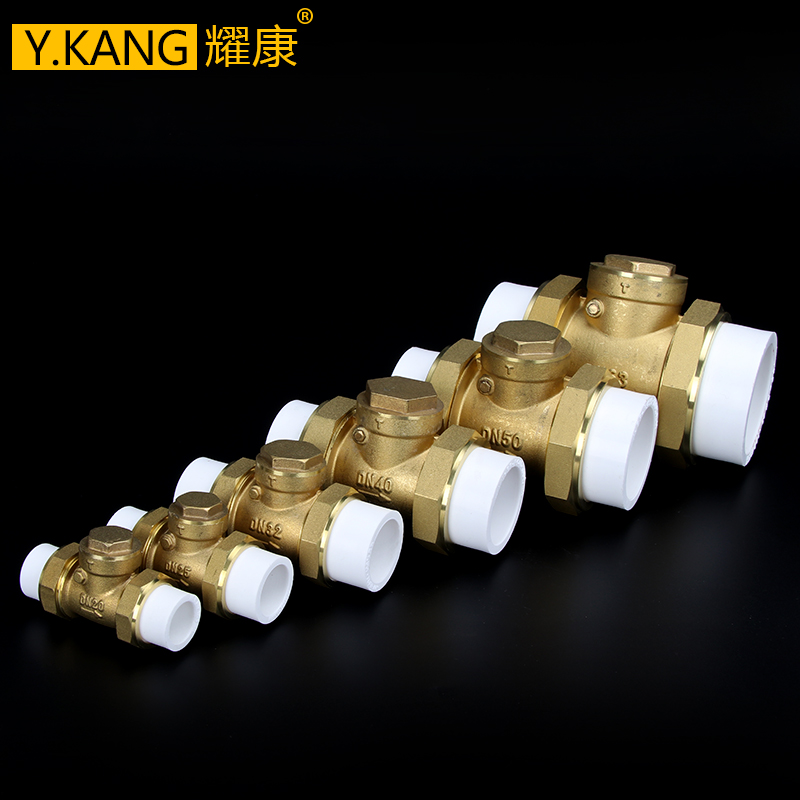 PPR双活接全铜止回阀 ppr黄铜卧式止回阀4分6分20 25逆止阀单向阀
