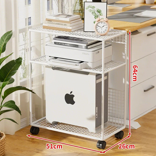 台式电脑桌下主机托架落地小推车带滑轮打印机放置架多层支架铁艺