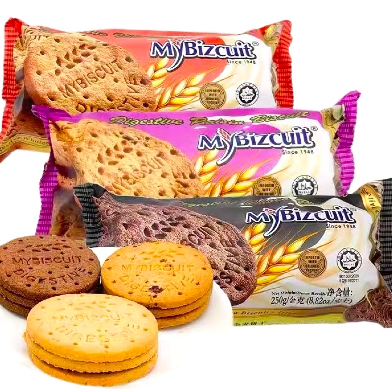 马来西亚原装进口饼干全麦曲奇麦比客食葡萄麦芽可可零食BISCUIT