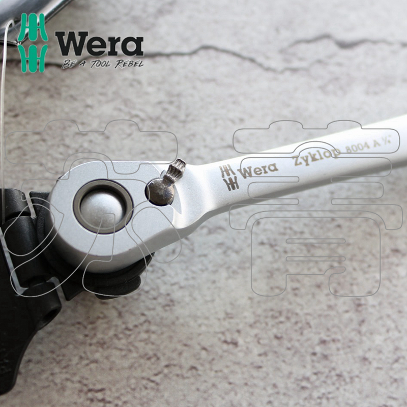德国维拉Wera 8004A Zyklop Metal金属拨杆换向加长棘轮扳手1/4*