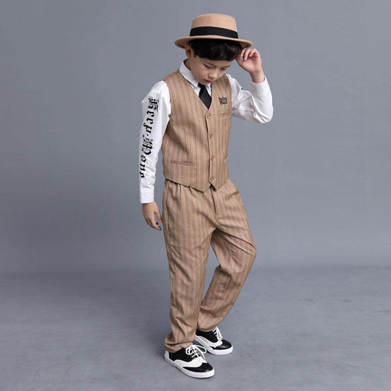 少儿popping演出服locking锁舞西服街舞西装套装儿童机械舞服装