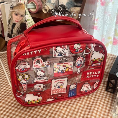 hello Kitty凯蒂猫防水化妆包大容量便携旅行手提PVC收纳包洗漱包