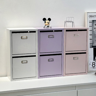 桌面翻斗文件收纳柜收纳盒办公室铁艺柜子铁皮柜工位整理收纳神器