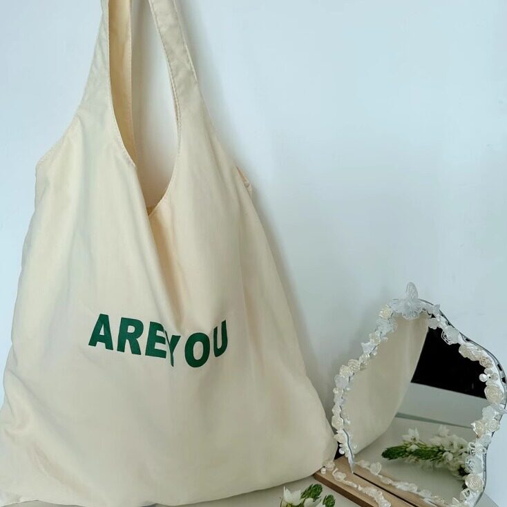 夏季新款甜美小清新单肩手提包大容量薄款尼龙布百搭学生购物袋潮