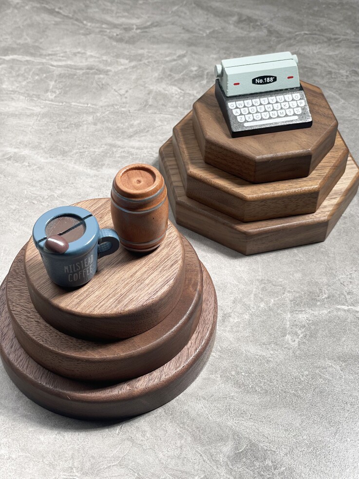 新款北美黑胡桃木汽车载diy手办底座佛像摆件装饰手办玩偶积木底