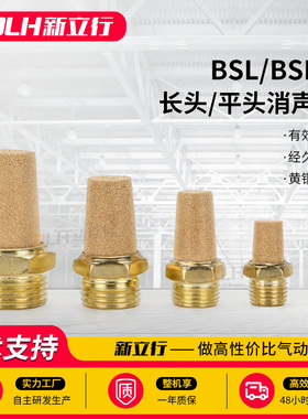 平头长头黄铜消声器BSLM气动电磁阀BSL-M5/01/02/03/04/06/1寸