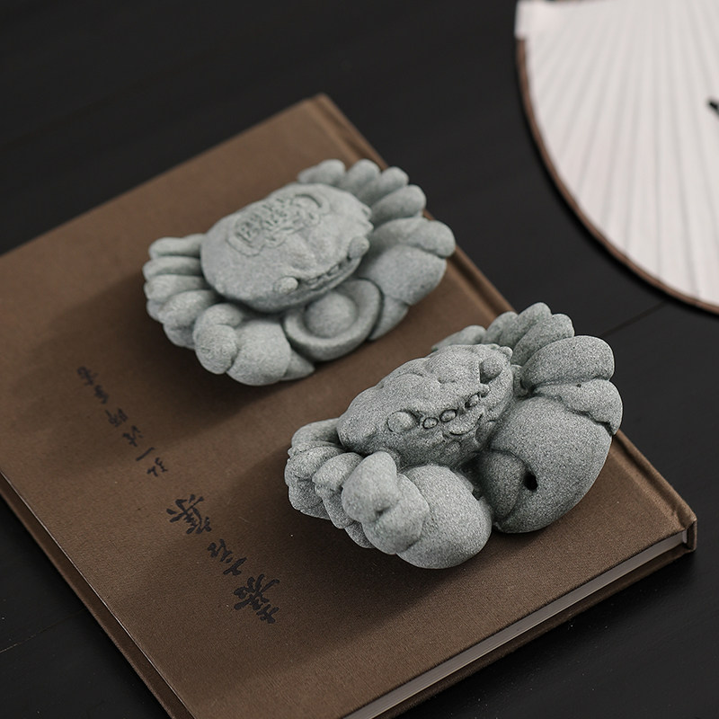 仿真青砂石小乌龟螃蟹摆件鱼缸假山盆景造景装饰品茶玩茶宠小配件
