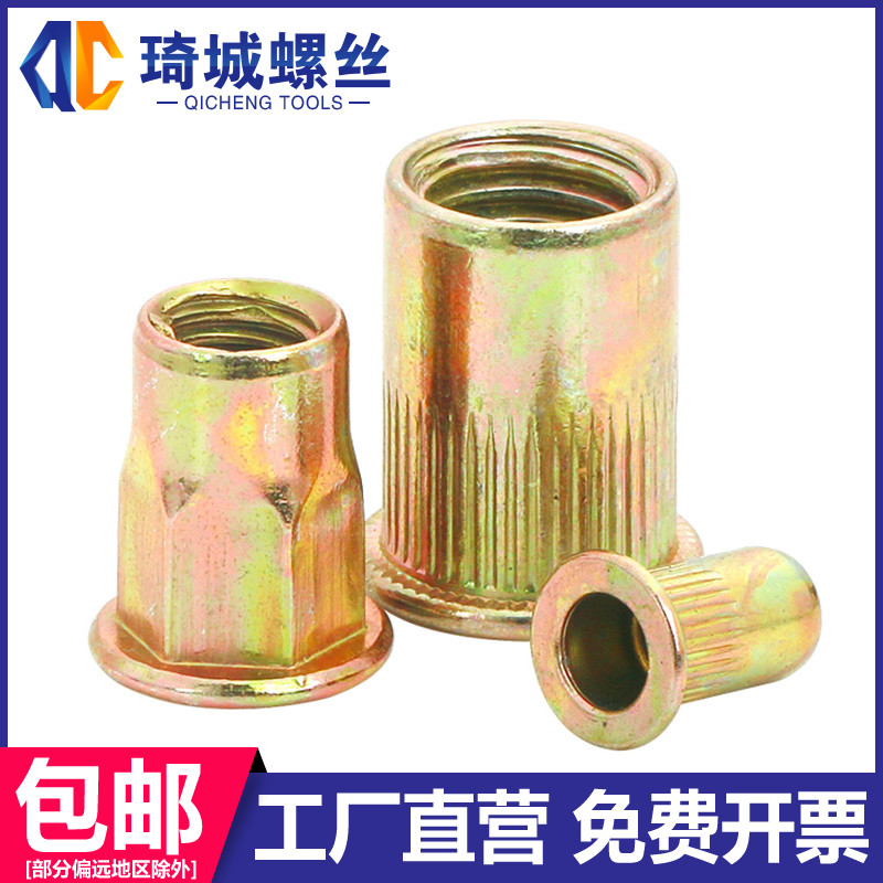 平头拉铆螺母铁镀彩锌半