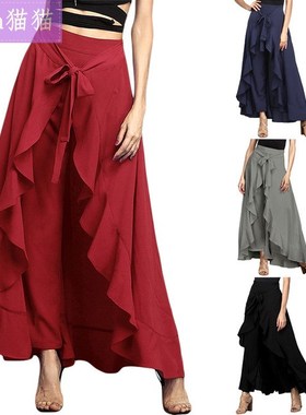 women temperament skirt irregular ruffled trousers woman裙裤