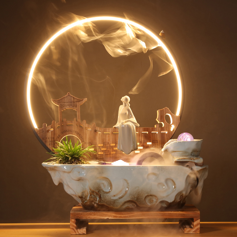 创意流水摆件招财喷泉中