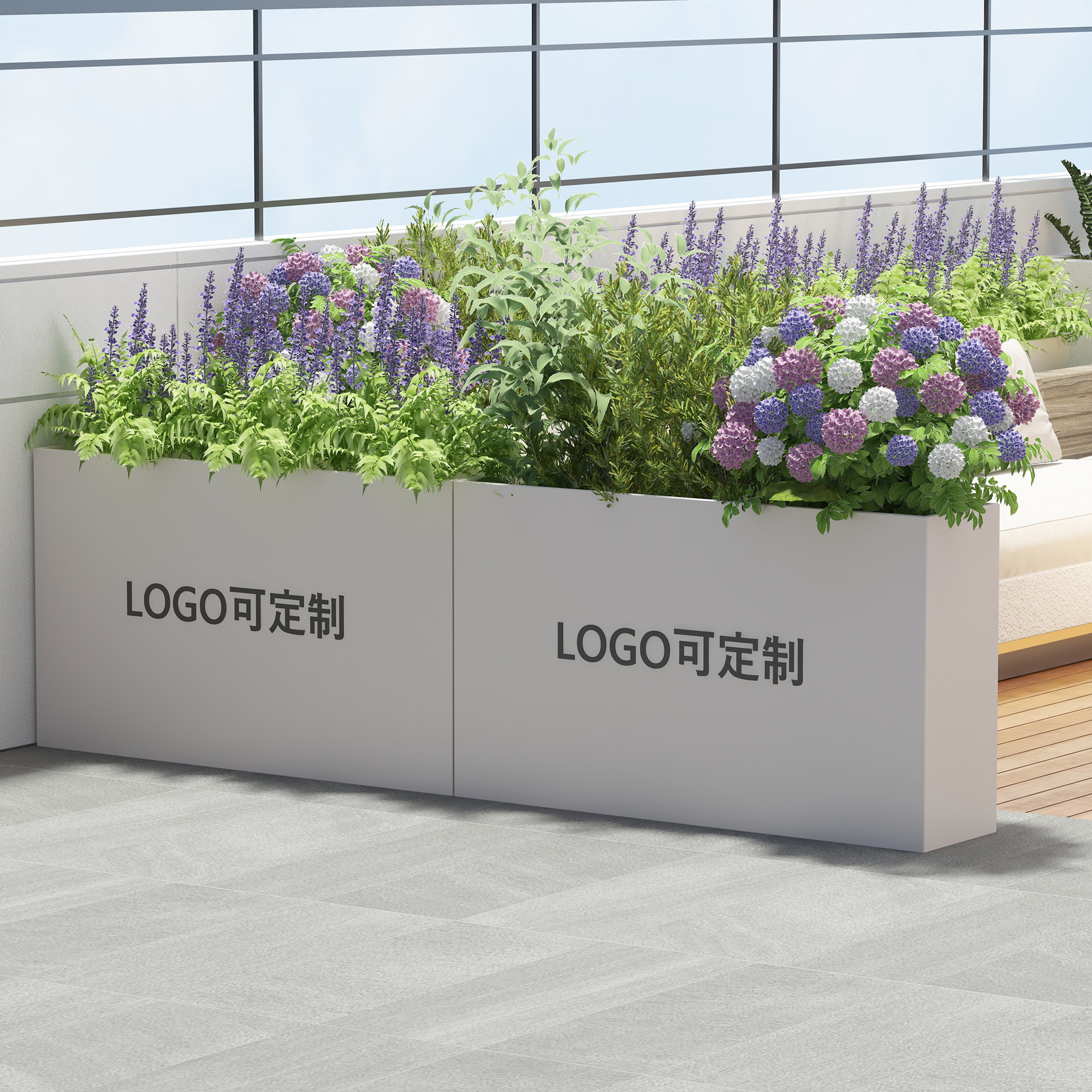 花箱围栏隔断商场简约网格花架街道爬藤架室外子等候椅花坛酒吧