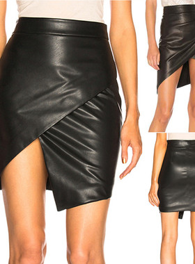 Casual cuero falso Mini falda faldas mujer moda