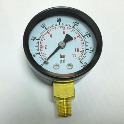 50mm 双刻度量程压力表 Y-50 压力 0-11bar 0-160psi 螺纹 npt1/8