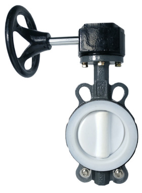 上海沪工阀门涡轮衬四氟蝶阀D371F46-16C手动对夹不锈钢铸钢良工P