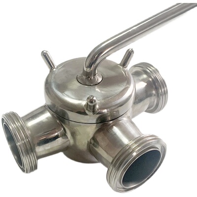 外螺纹三通旋塞阀304/316不锈钢卫生级T型快装 Plug Valve