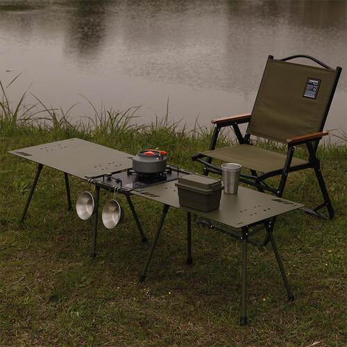 户外折叠椅桌子套装露营装备带灯架多功能Outdoor folding chairs