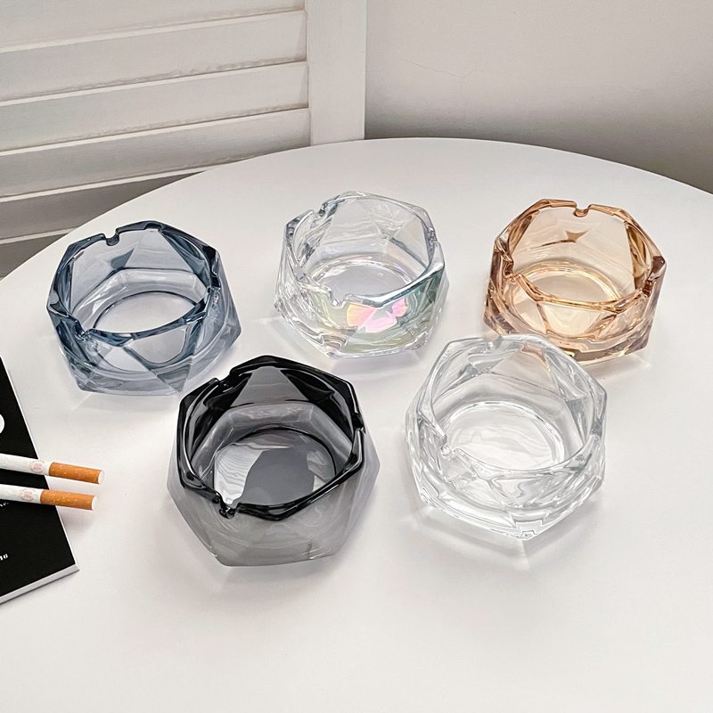 家用创意玻璃装饰烟灰缸轻奢潮流客厅高端烟缸办公室精致时尚烟盅