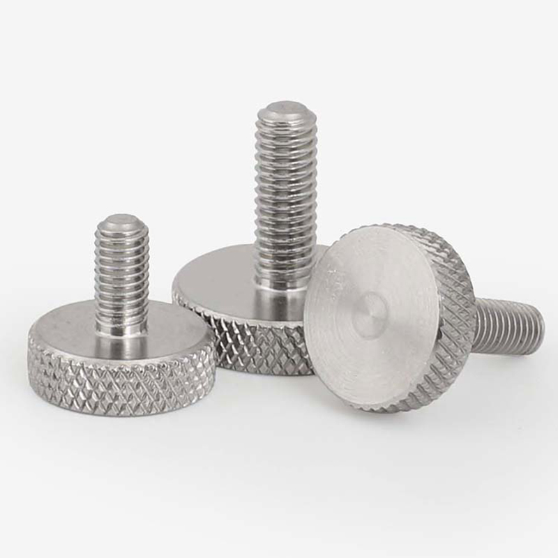 不锈钢平头滚花手拧螺丝