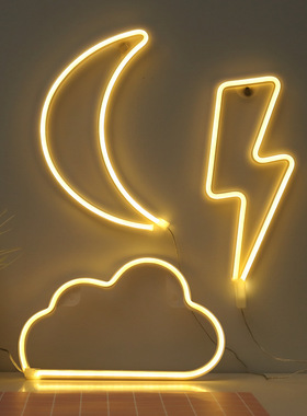 LED night lights stars moon clouds decoration neon wall lamp