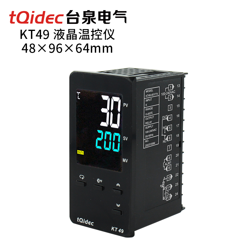 tqidec台泉电气温控仪KT49多种输入液晶显示智能PID调节温控器