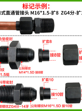 碳钢扩口式锥螺纹管接头体GBT5625.1-1985/球头直通/D型对丝接头