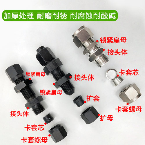 卡套式隔壁直通接头铜钢