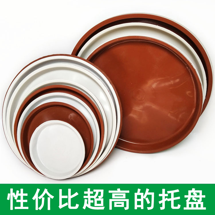 【8个】托盘 圆形廉价塑料盆栽底碟砖红色接水垫白色花拖绿植垫底