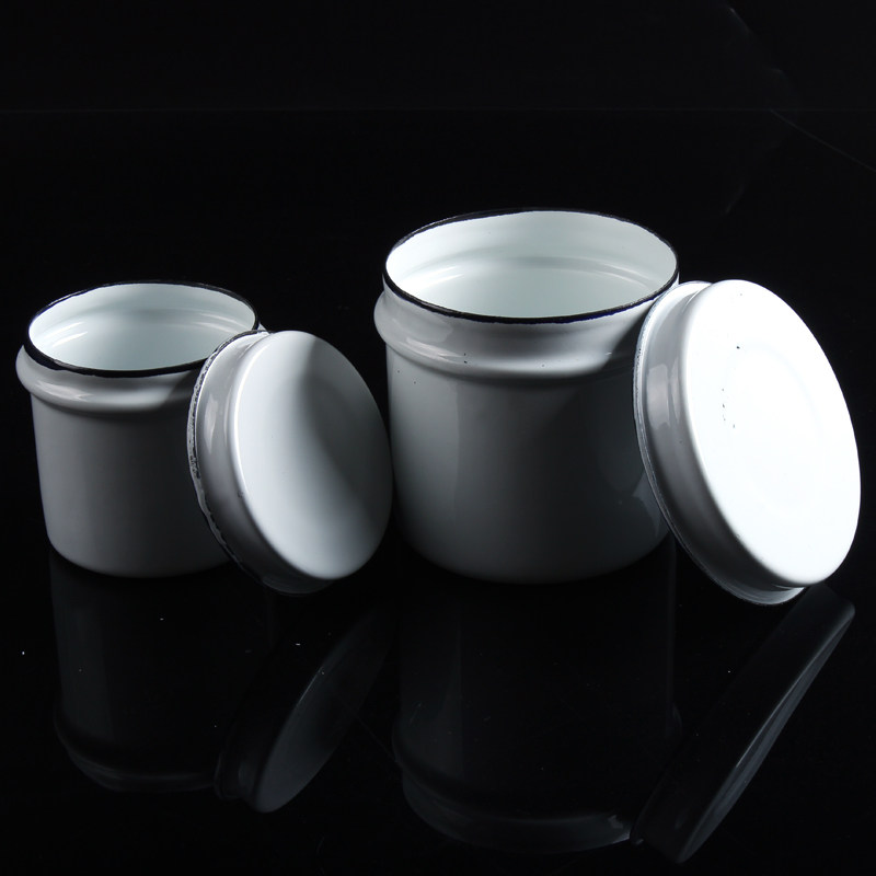 上海白鹅搪瓷消毒棉花缸防碘伏酒精缸油膏罐带盖储物罐