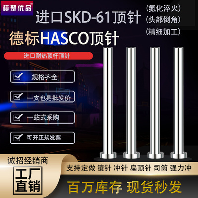 进口氮化SKD-61德标HASCO顶针1.0-1.2-5.0-10-20-25mm*100-600mm