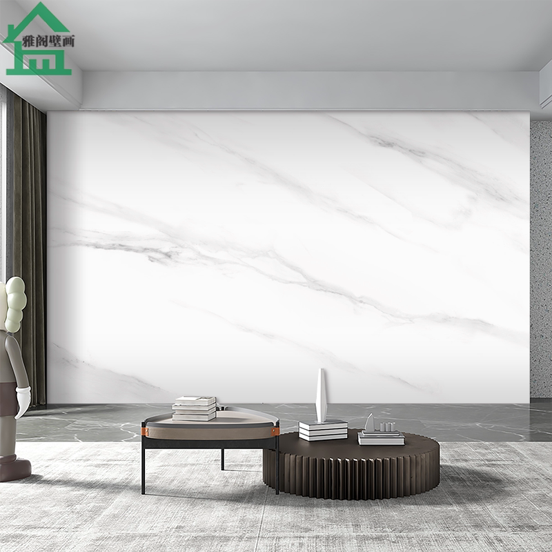 8d现代简约轻奢爵士白仿大理石纹壁布客厅电视背景墙壁纸影视墙布