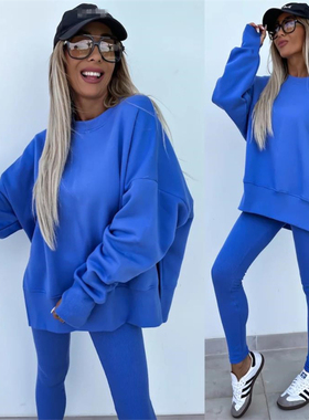 欧美休闲运动卫衣裤套装女 Hoodie Pullover Pants Set Tracksuit