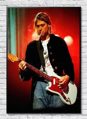 nirvana海报涅槃科特柯本kurt cobain摇滚乐队简约高端相框装饰画