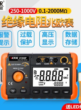 胜利兆欧表数字摇表VC60B+VC60D+VC60E绝缘电阻测试仪电阻表VC60F