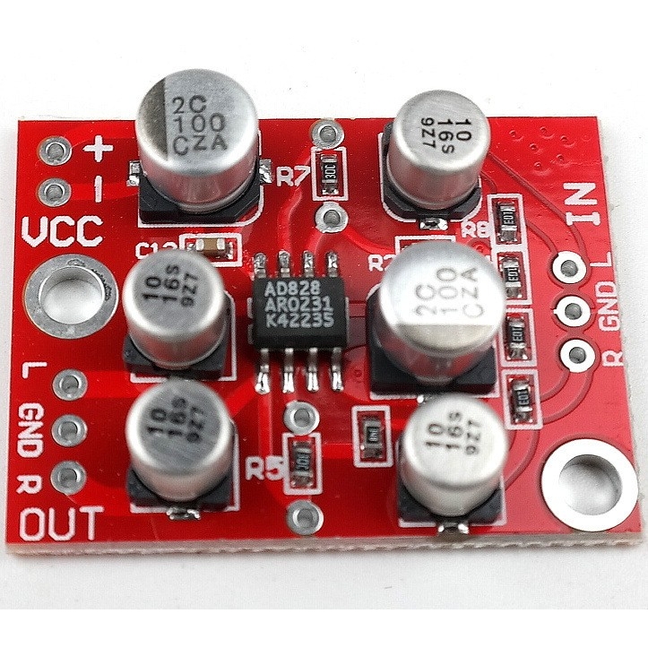 AD828运放前级放大板 音频放大模块 单电源供电