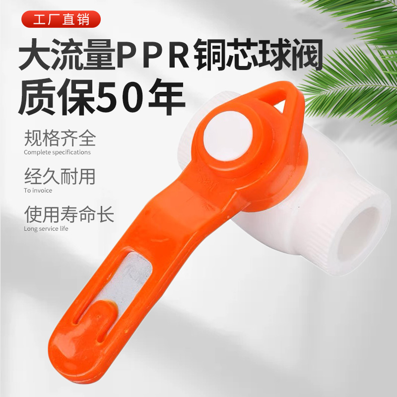 球阀大流量铜芯钢门全塑