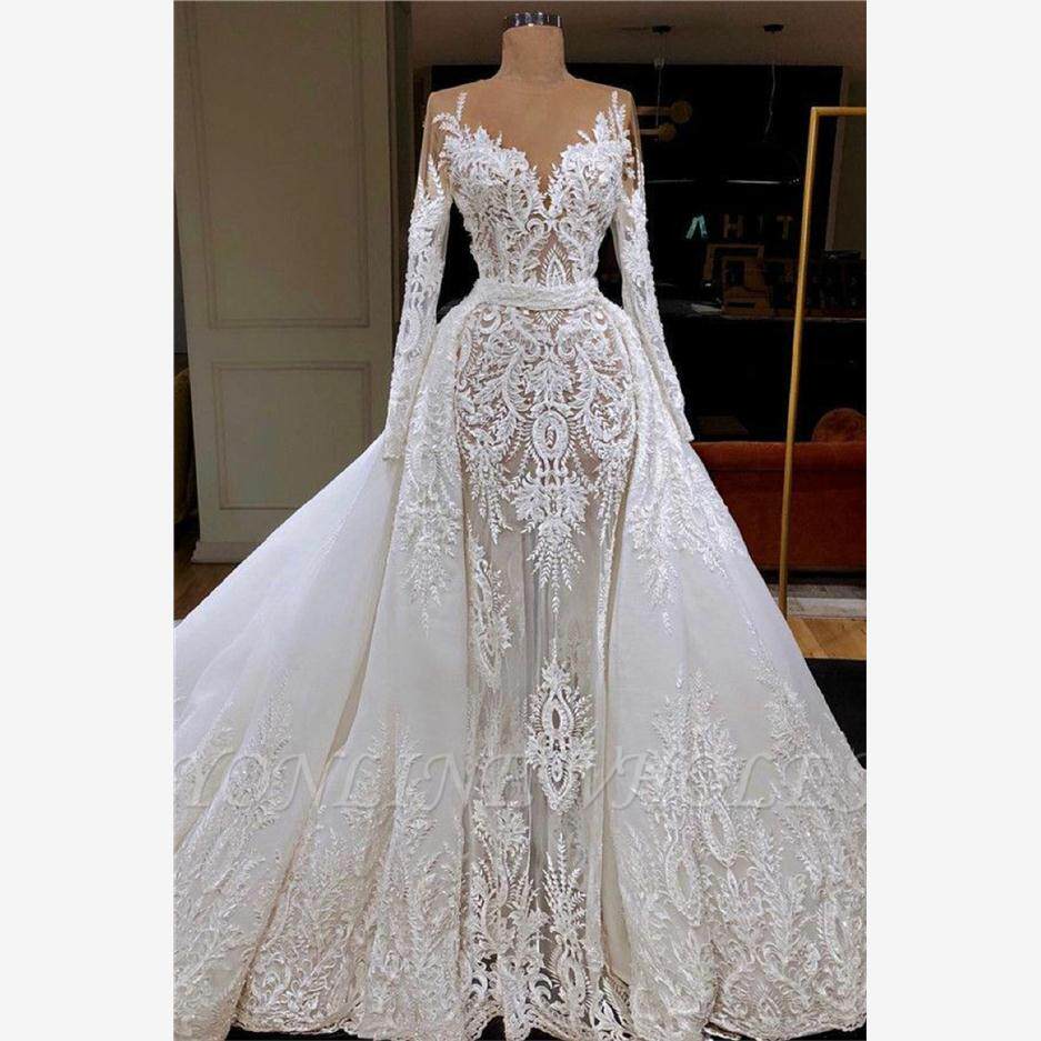 2020婚纱定制水溶蕾丝鱼尾大摆拖尾长裙礼服女Lace wedding dress