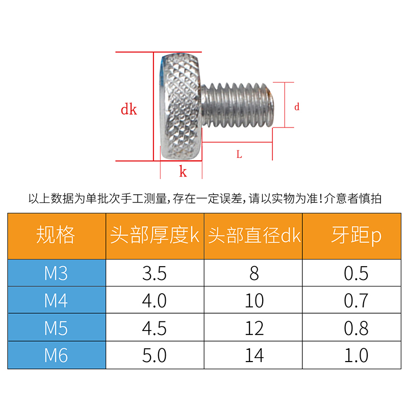 铝滚花手拧螺丝网纹大平