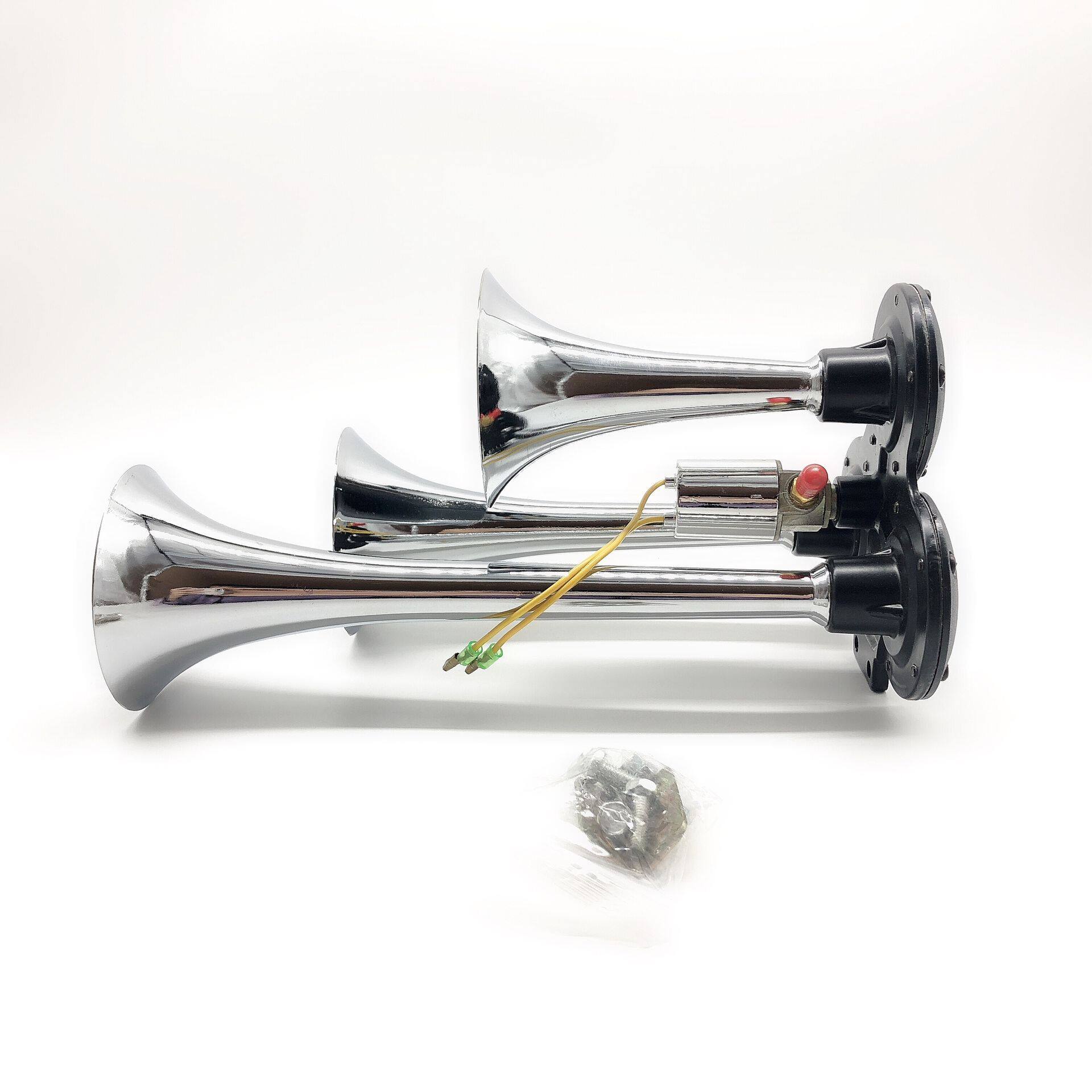 大货车气喇叭24v响12v电控汽笛喇叭三管爆响卡车大巴鸣笛气喇叭