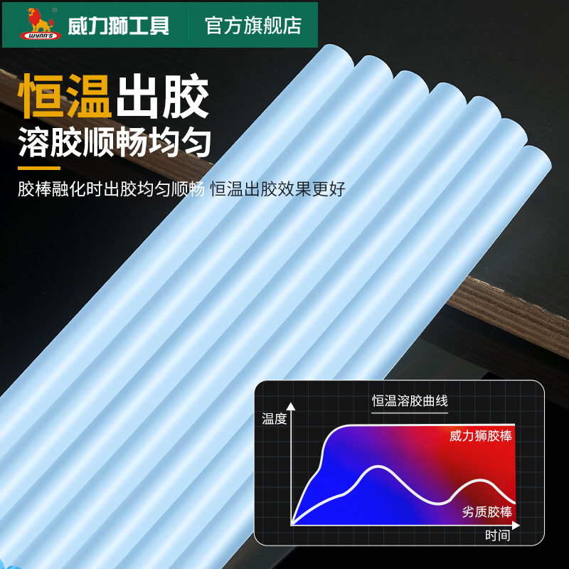 威力狮热熔胶棒高粘热溶胶家用7mm/11mm强力塑料胶棒胶枪透明胶条