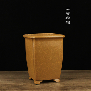 精品室内悬崖植物盆 宜兴紫砂四方五彩段泥兰花盆 优质紫砂泥料