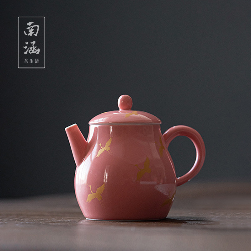 南涵胭脂粉仙鹤陶瓷茶壶家用泡茶壶功夫茶具带过滤小号单壶冲茶器,玩具/童车/益智/积木/模型,其它玩具,淘宝优惠券,粉丝福利购,淘宝优惠卷