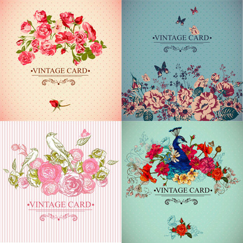 复古婚庆婚礼花卉海报背景请柬迎宾卡片EPS矢量源文件素材