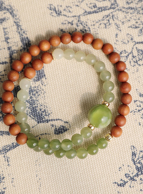 渐变和田玉手串晴水老山