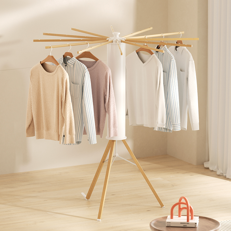 章鱼晾衣架落地隐形可折叠八爪鱼晒衣架实木便携卧室阳台家用神器